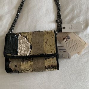 Zara NWT leather sequin gorgeous bag